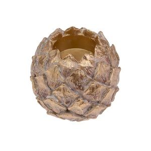 NWT Boston International Short Gold Wash Pinecone Tealight Candleholder